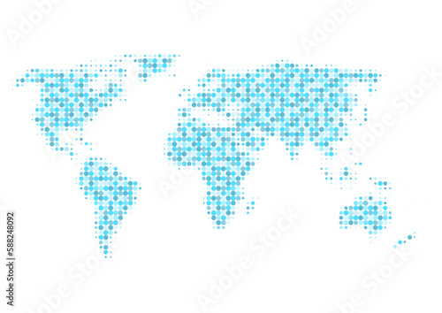 世界地図のイラスト: ドットパターン（青）
