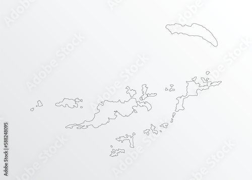 Black Outline vector Map of British Virgin Islands with regions