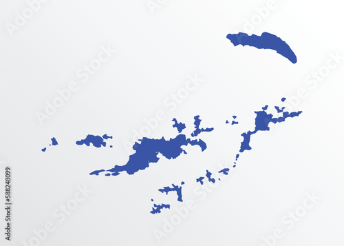 Blue Map of British Virgin Islands with regions