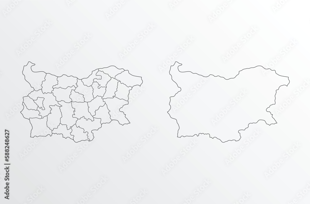 Fototapeta Black Outline vector Map of Bulgaria with regions