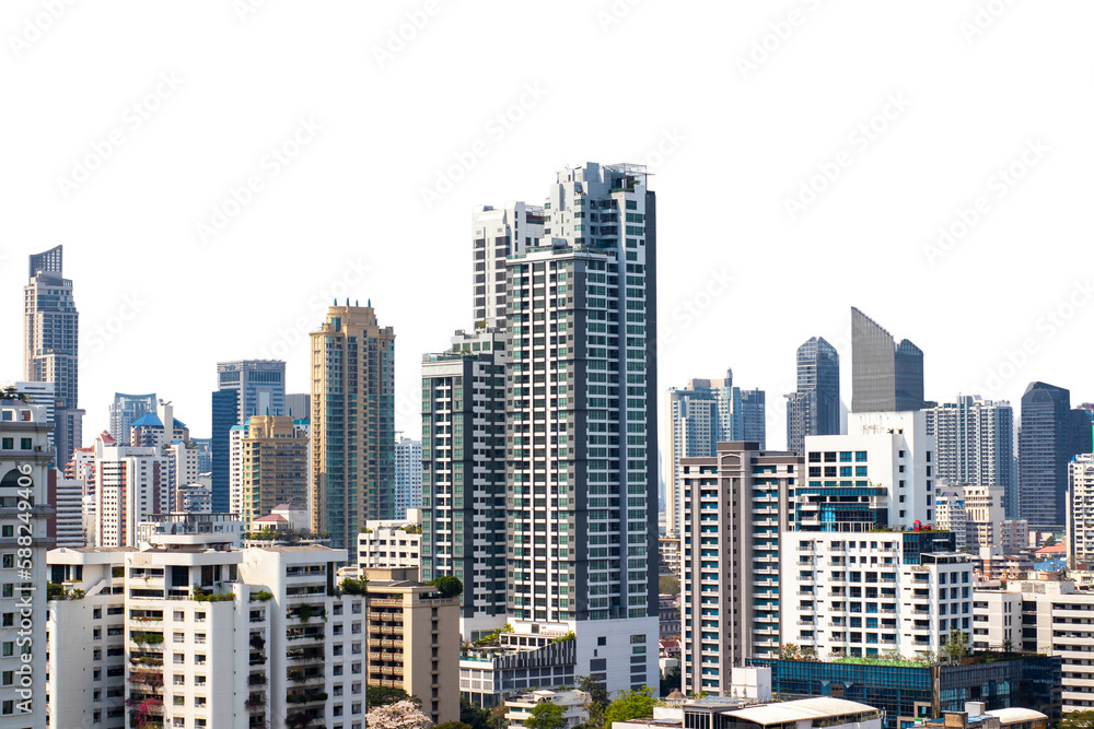 Bangkok Business Downtown and Financial District City of Thailand, Thailand flag depicted in paint colors on multi-storey residental