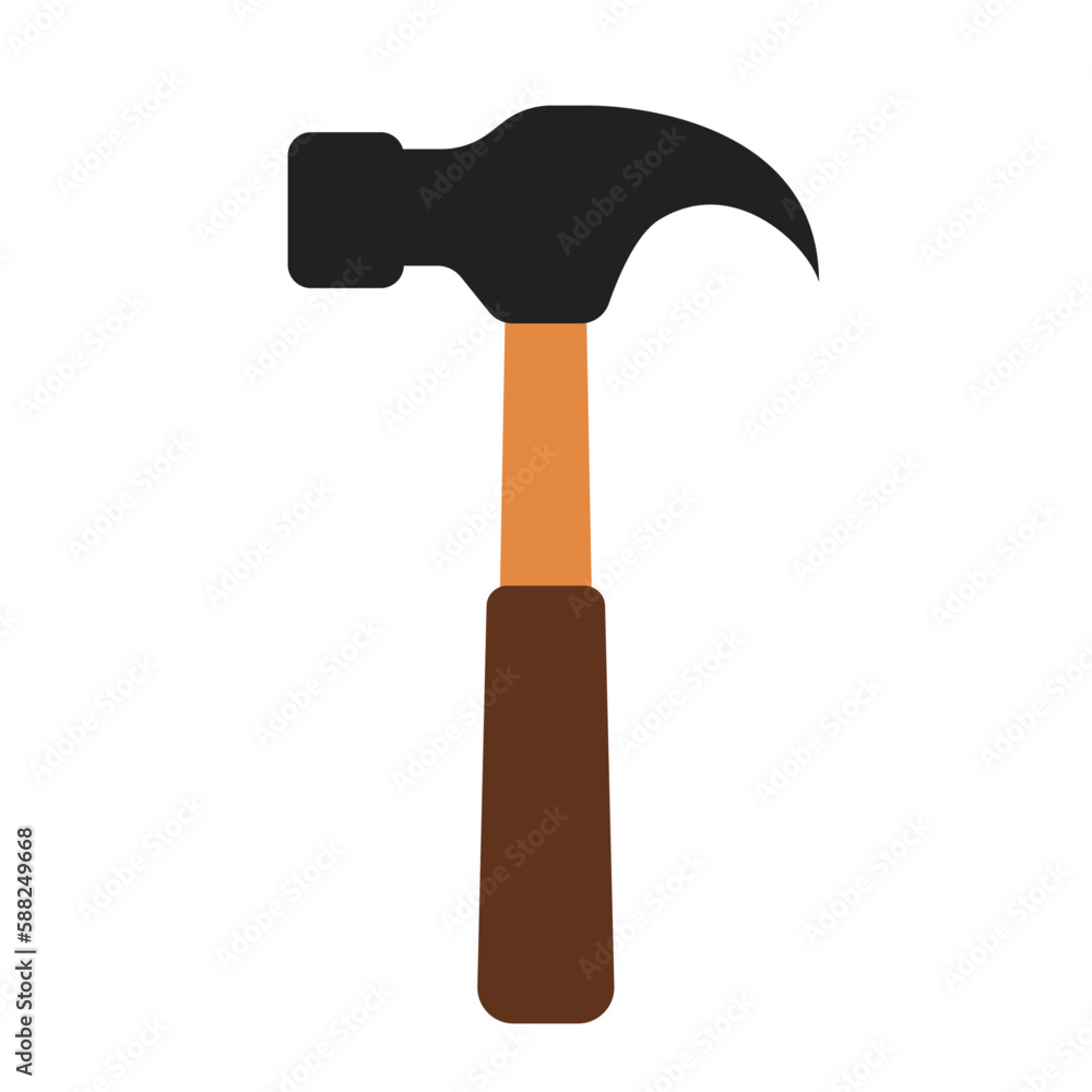 claw hammer flat vector illustration logo icon clipart Stock Vector