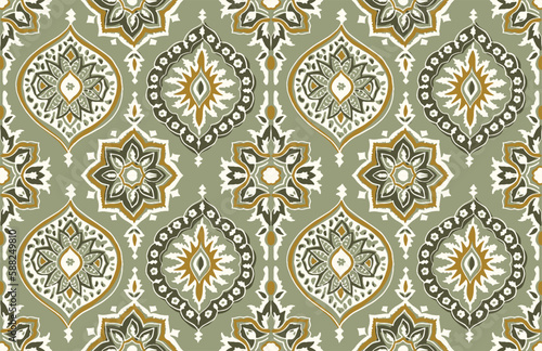 Digital seamless pattern block print batik vector