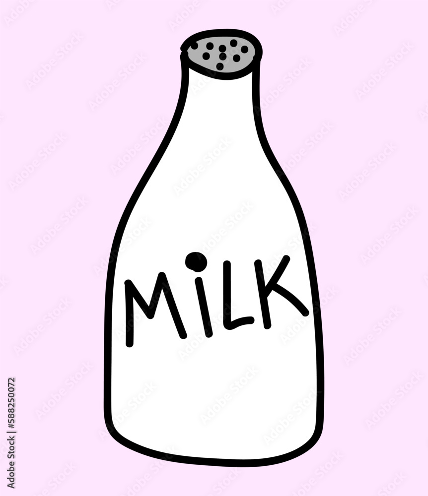 Hand drawn milk bottle in doodle style. Vector illustration. Hand drawn milk bottle in doodle style. Vector illustration.