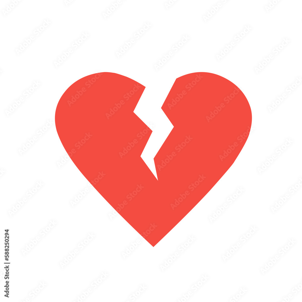Fototapeta premium heart break icon, break up icon, sad icon, broken heart icon