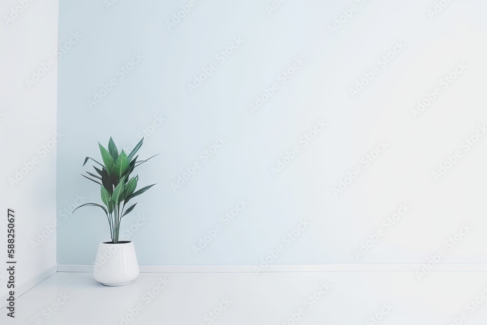 Plant in a interior. AI generated art illustration.
