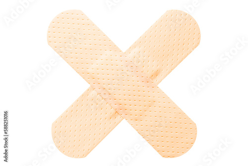 Cutout adhesive bandage elastic medical plasters. Single medical patch.