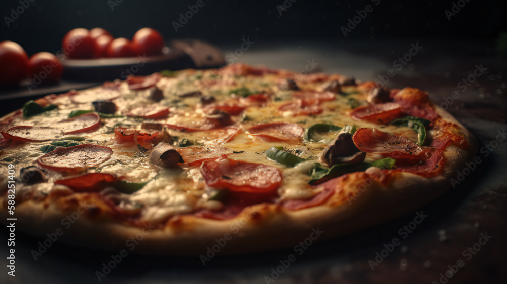 pizza on a wooden table AI generates image pizza on a wooden table AI generates image