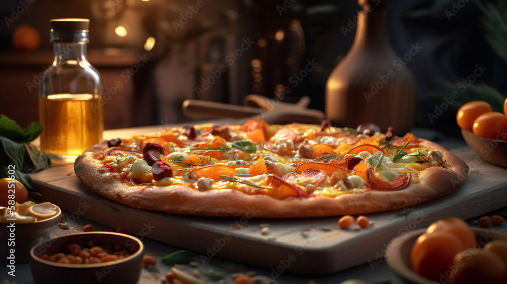 pizza and ingredients AI generates image pizza and ingredients AI generates image