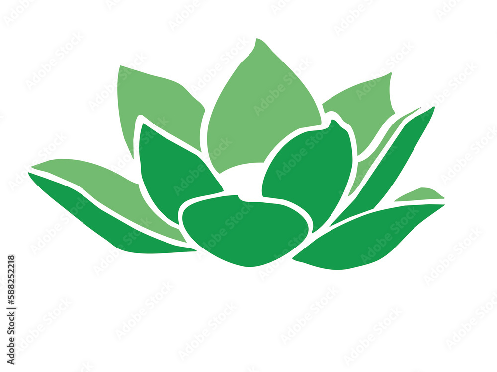 Stylized lotus and green flower icon illustration. Stylized lotus and green flower icon illustration.
