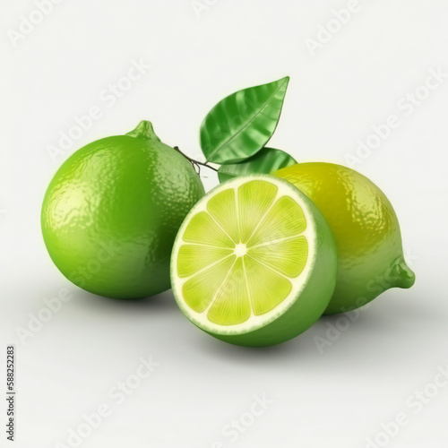 Lime isolated on a white background AI generates image