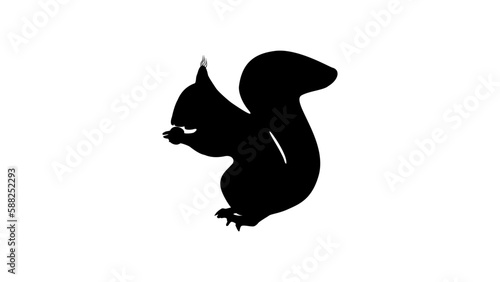 squirrel with nuts silhouette