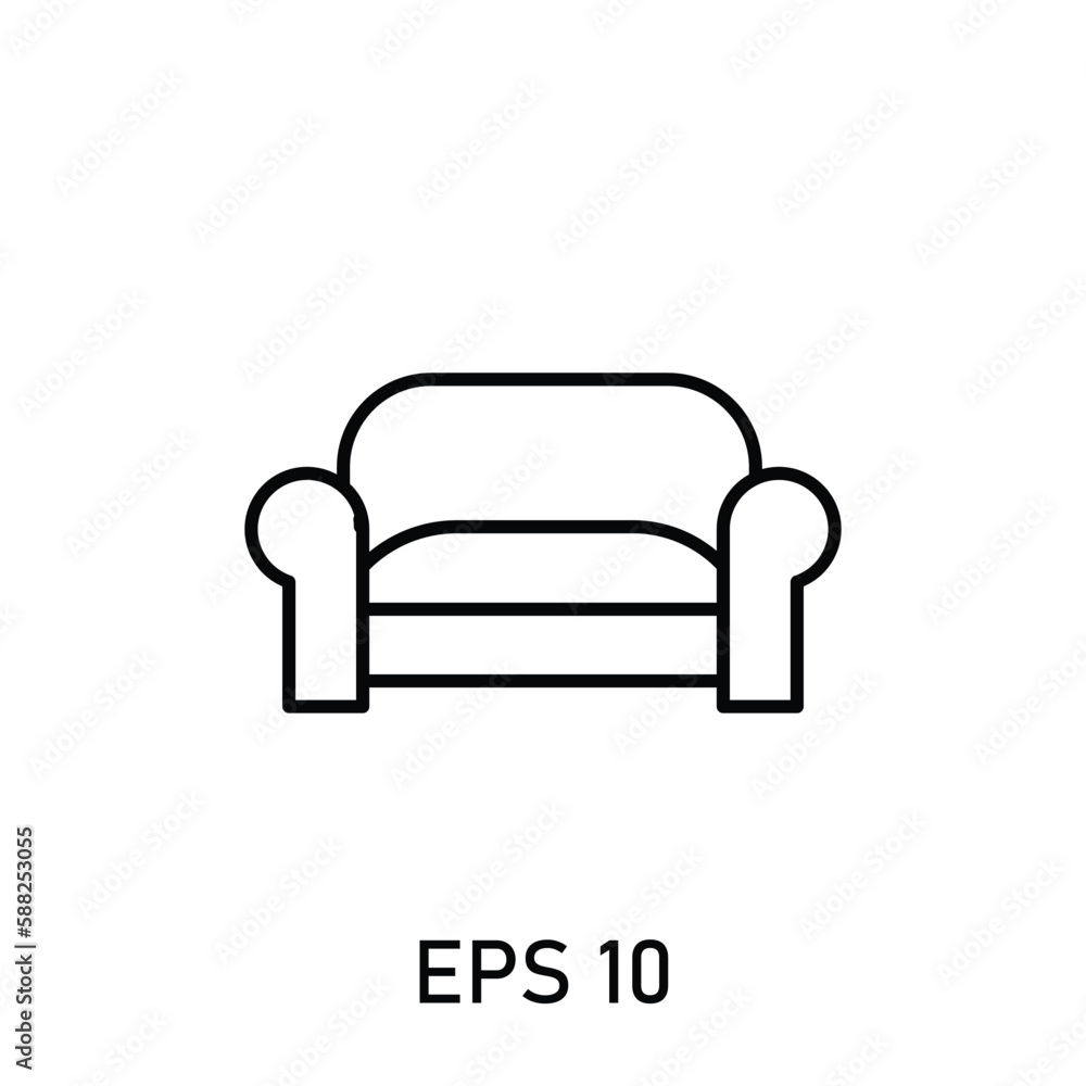 sofa furniture home living or hotel interiors icon eps 10