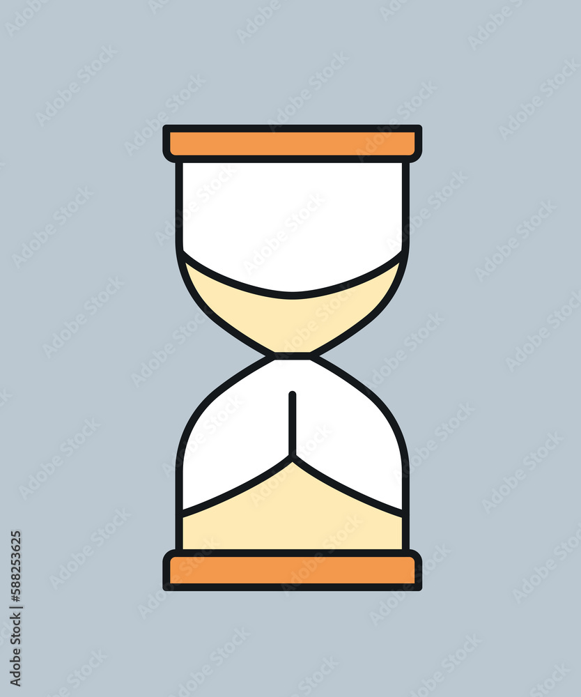 Old desktop hourglass. Interface for programs, software and applications. Time management, game loading icon. UI and UX design. Template and mock up. Cartoon flat vector illustration