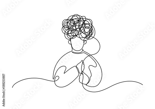 Psychological therapies. Mindfulness psychotherapy concepts. Continuous line drawing.