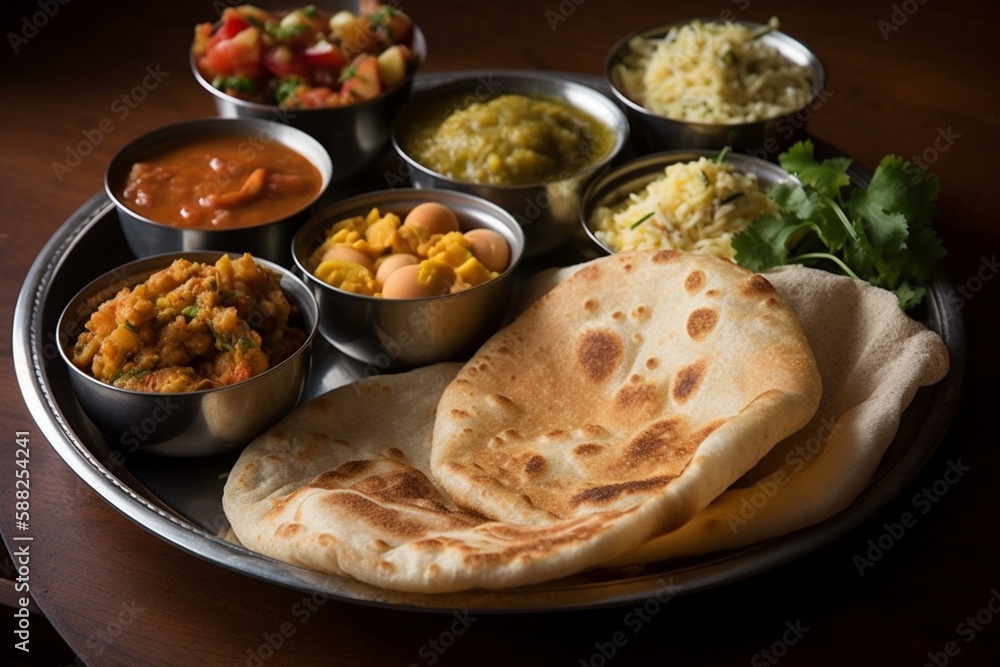 Indian breakfast, national Indian food Generative AI Stock Illustration