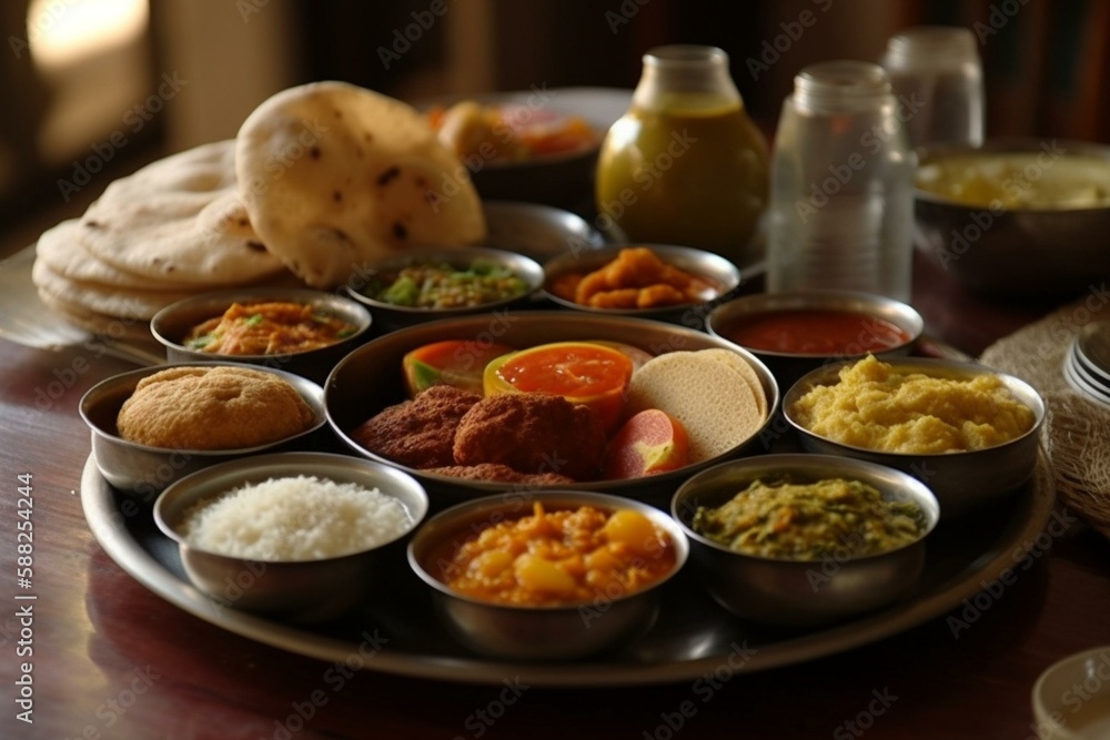 indian-breakfast-national-indian-food-generative-ai-stock-illustration