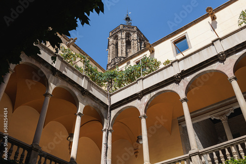 Palau del lloctinent Courtyard, Headquarters of the State Archives and Crown of Aragon in the Gothic Neighborhood, Spain
