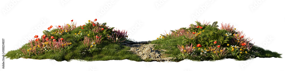 beautiful pathway through nature, isolated on transparent background banner