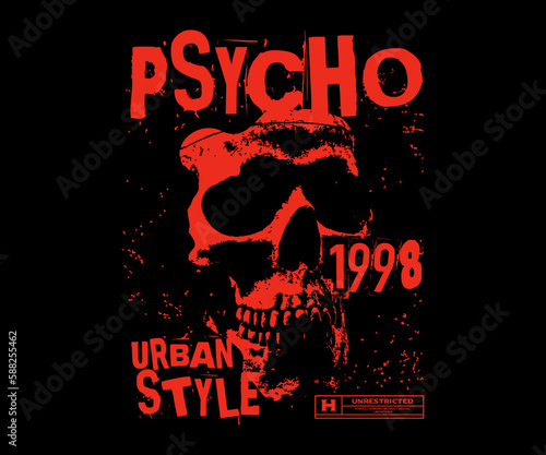 Retro illustration of skull t shirt design, vector graphic, typographic poster or tshirts street wear and Urban style