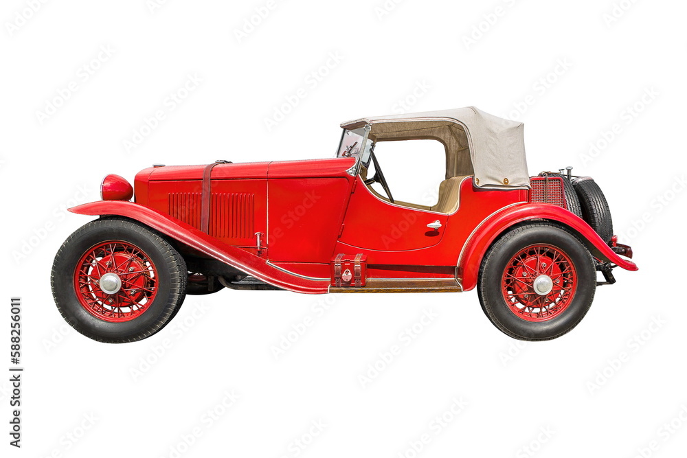 red retro car isolated on white