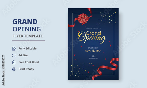 Grand Opening Flyer Template, Realistic grand Opening Invitation, Inauguration Flyer Template, Grand opening ceremony invitation flyer