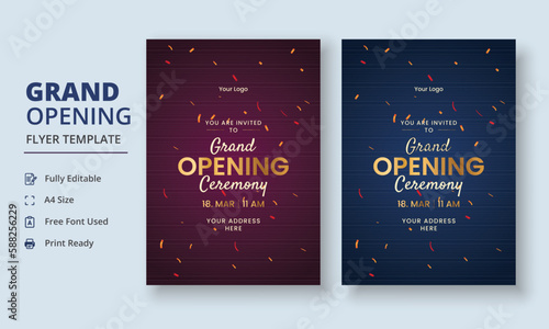 Grand Opening Flyer Template, Realistic grand Opening Invitation, Inauguration Flyer Template, Grand opening ceremony invitation flyer photo