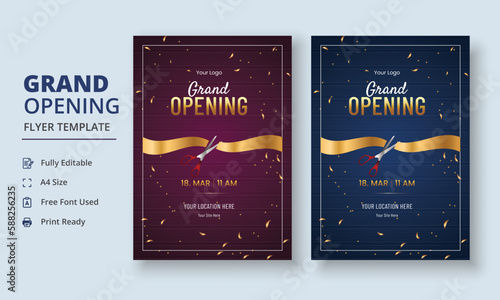 Grand Opening Flyer Template, Realistic grand Opening Invitation, Inauguration Flyer Template, Grand opening ceremony invitation flyer