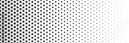 horizontal black halftone of star design for pattern and background.