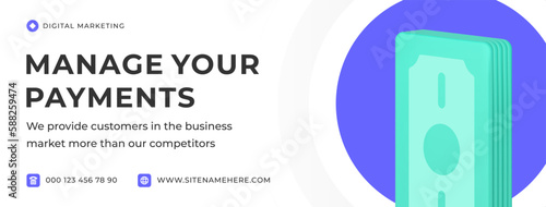 Manage your payments digital mobile banking financial service social media banner 3d icon vector