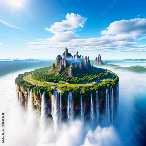 Cliff Hanging Floating Isla...