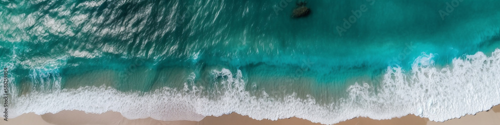 beach ocean clear blue water waves. Generative AI