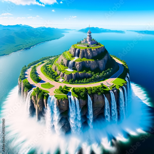 Cliff Hanging Floating Isla...