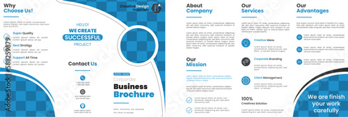 Modern business brochure template. Brochure Design, Templates, Creative Tri-Fold, Trend, Business Brochure Templates in Tri-Fold Layout. Minimal flat design set. photo