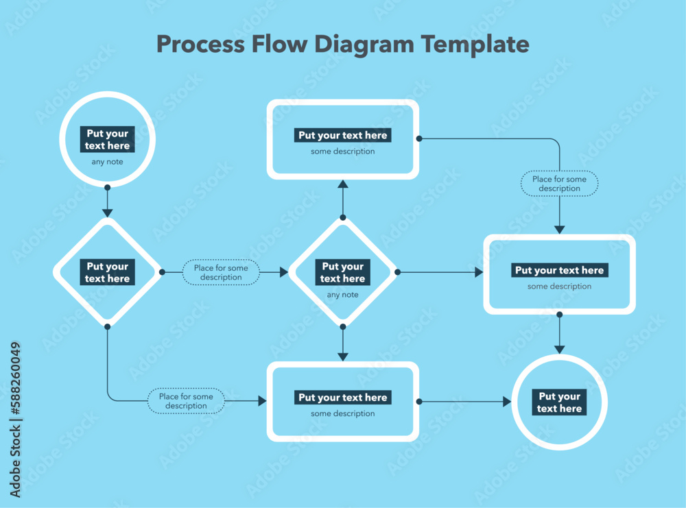 Modern looking template for process flow diagram - blue version. Simple ...