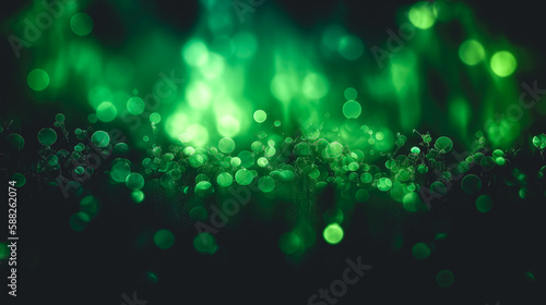 Abstract blurred green background with bokeh  generative AI.