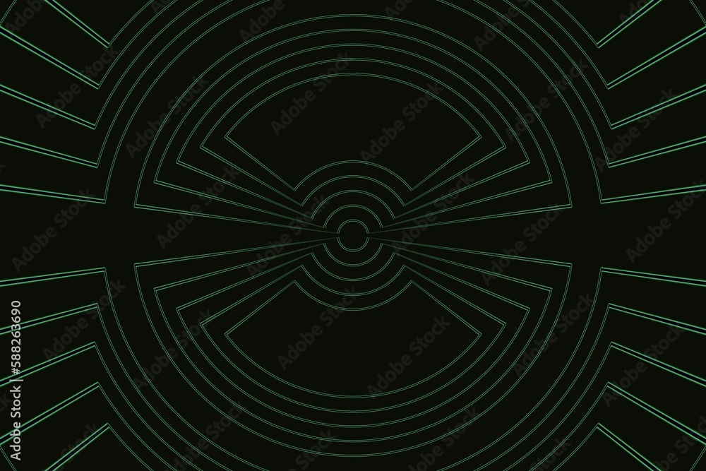 Neon green circular labyrinth pattern, kaleidoscope pattern, background Neon green circular labyrinth pattern, kaleidoscope pattern, background