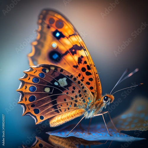 butterflies, insects, beautiful, colorful, yellow, blue, red, black, varied, with water drops © Silaya Elena