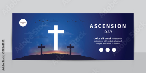 jesus ascension day with white cross symbol for web banner