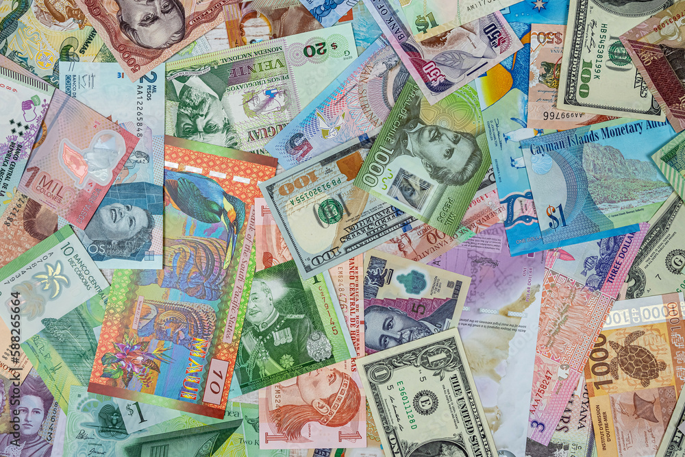 different South central and north American money background different South central and north American money background