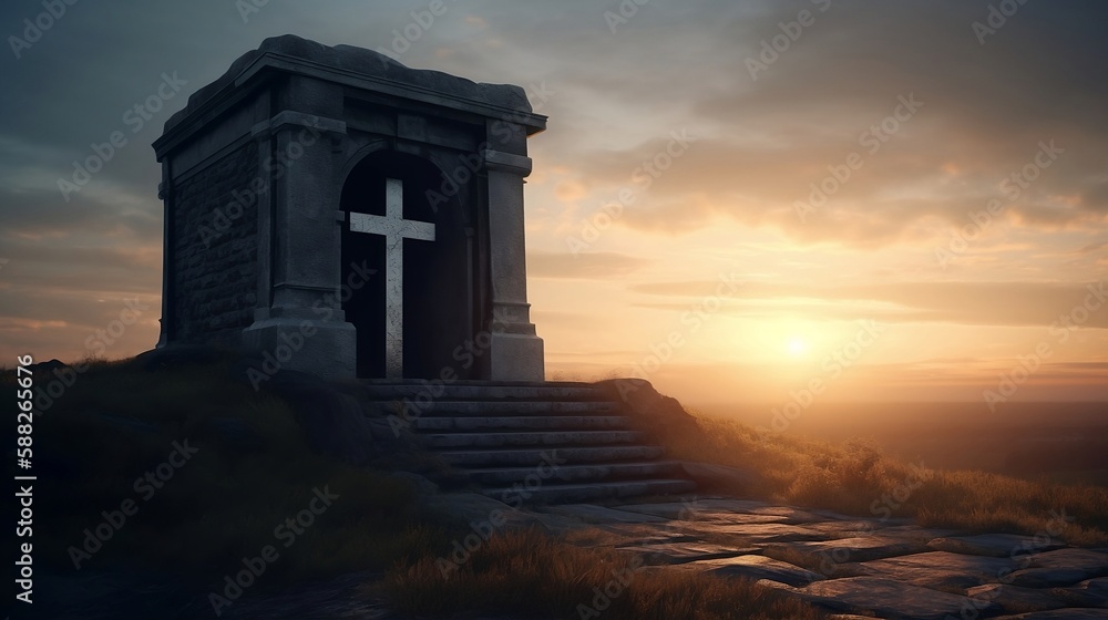 sunset over the tomb