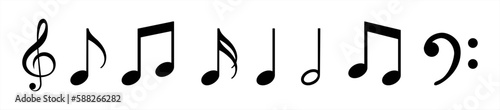 Music notes icons set. Vector 10 eps.