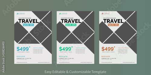 Travel poster or flyer pamphlet brochure design for a modern travel agencies. Promotional summer holiday travel flyer