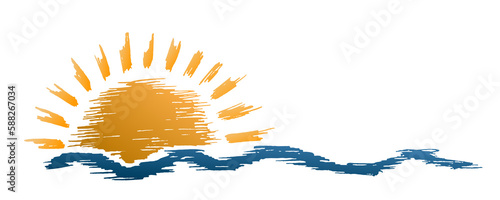 Sun and Blue Wave Symbol.