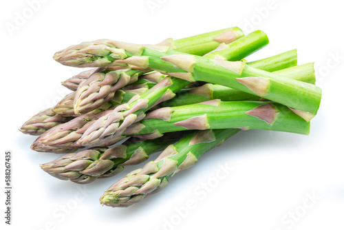 Green asparagus spears isolated on white background.