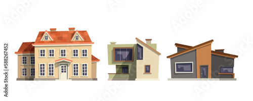 different styles of isoalted houses front view