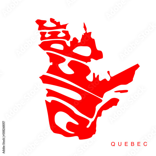 Quebec map typography art. Quebec lettering.