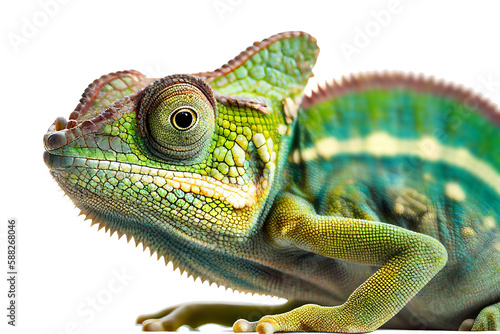 Chameleon on transparent png background. Generative ai.