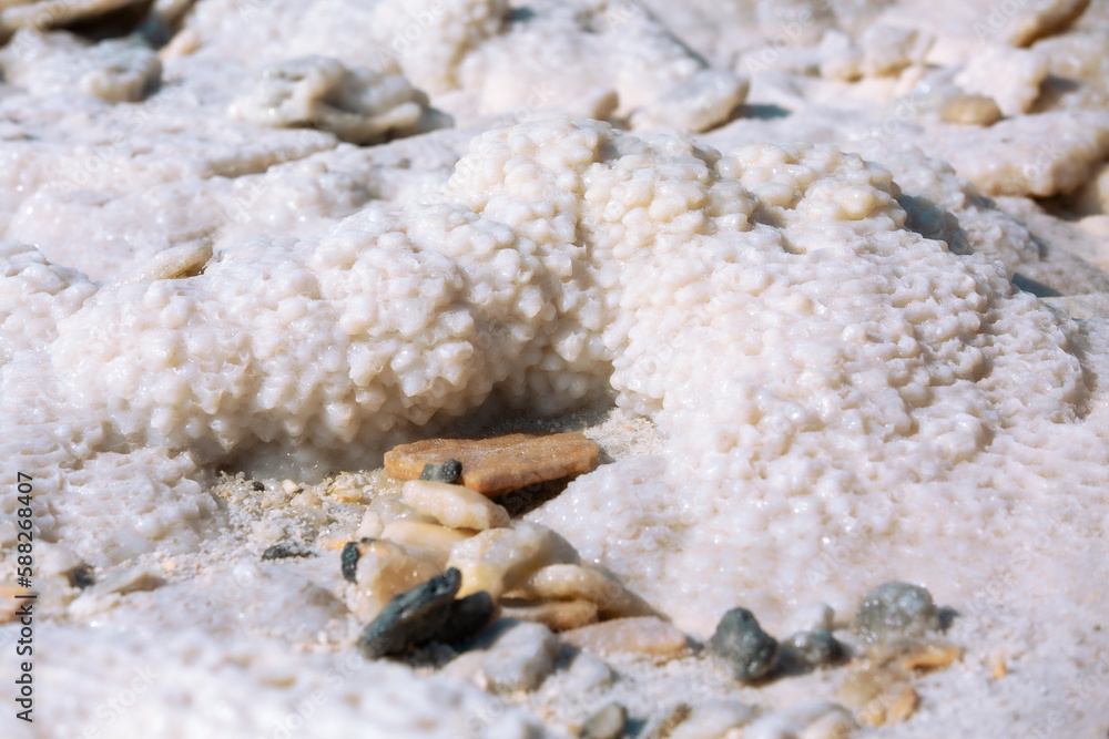 Close-up of Dead Sea salt mineral natural formation crystals in Jordan Close-up of Dead Sea salt mineral natural formation crystals in Jordan