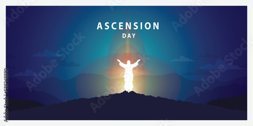 Jesus ascension day with white Jesus Statue symbol inside white frame